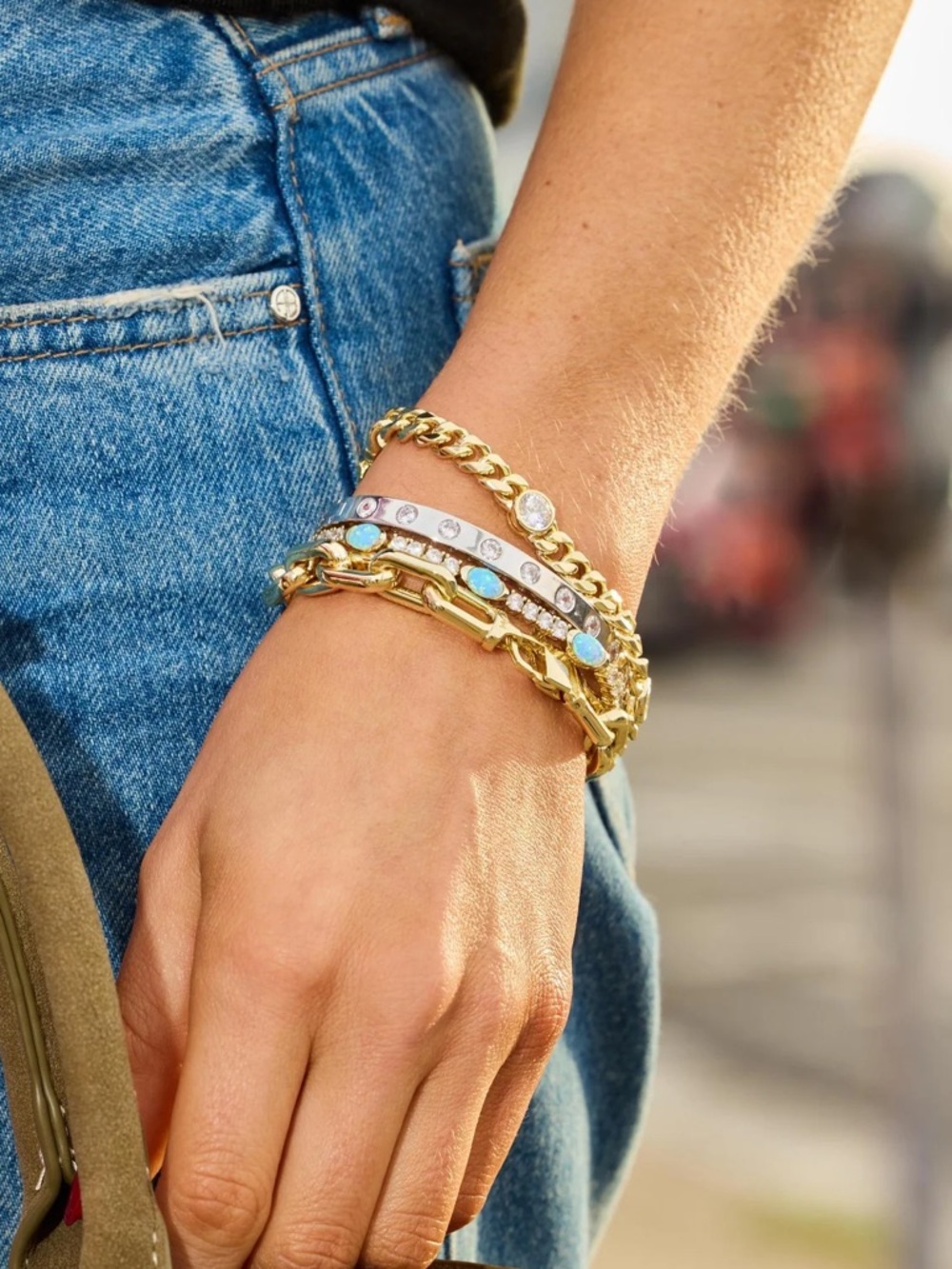 Melinda Maria Gold Bracelet with Blue Opal and Diamondette Stones - Picture 4 of 14